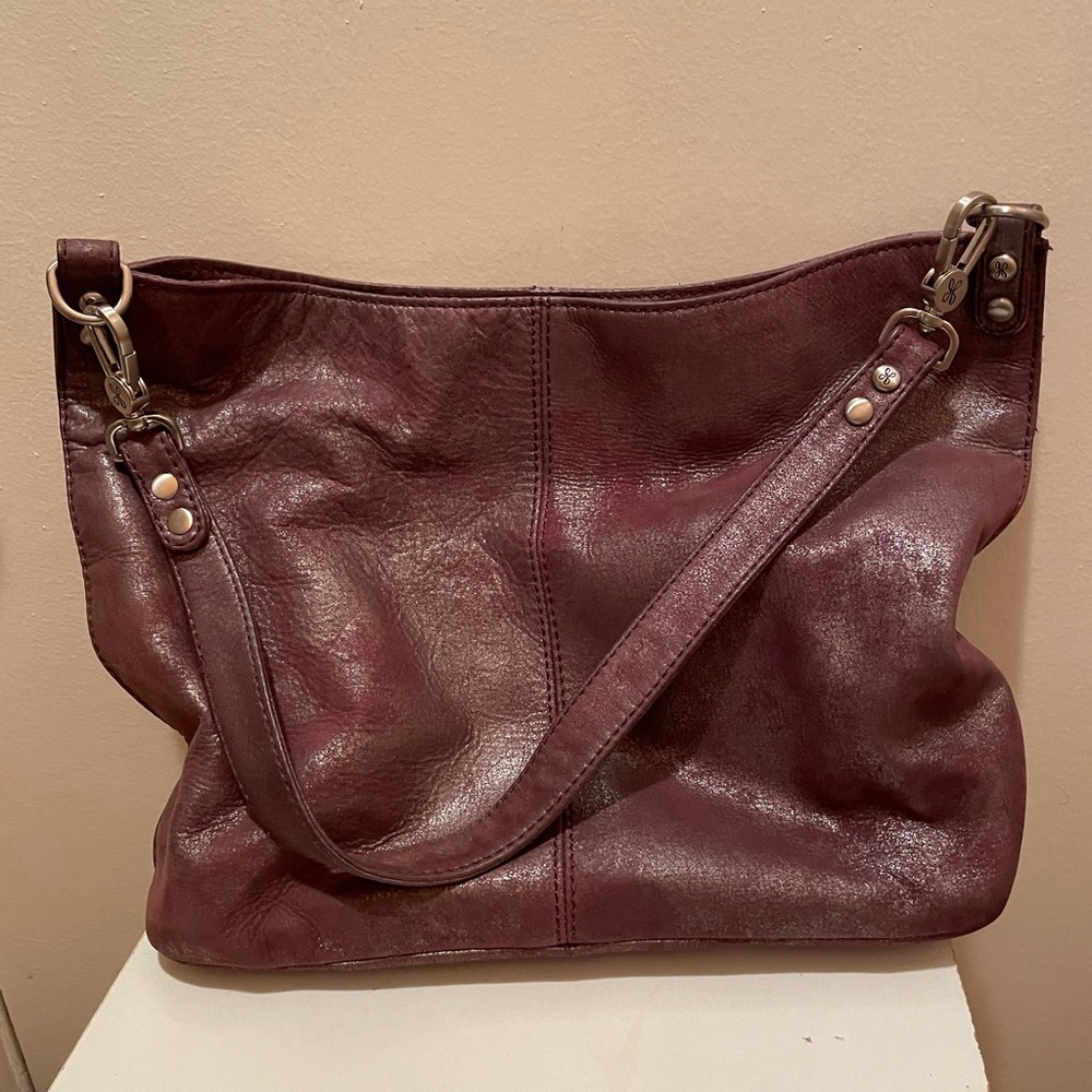 HOBO International Truffle Metallic Plum Leather Crossbody Bag